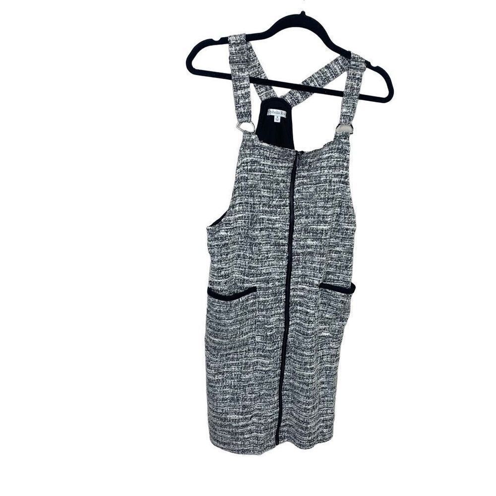 Ophelia Roe overall Dress Black and White with Pockets. Size Medium. Zipper Fron